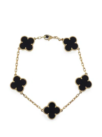 Pre-owned Van Cleef & Arpels Alhambra Onyx Bracelet In Gold