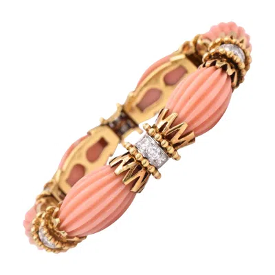 Pre-owned Van Cleef & Arpels Angel Coral And Diamond Bracelet In Red