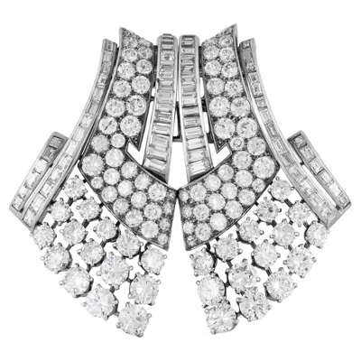 Pre-owned Van Cleef & Arpels Antique Art Deco 1930s  30.00 Carat Diamond Double Clip Brooch In Multi