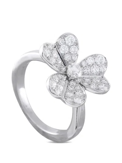 Pre-owned Van Cleef & Arpels Arpels Trivole Flower-embellishment Ring In Silver