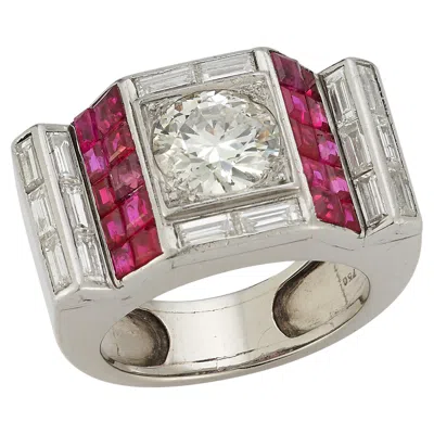 Pre-owned Van Cleef & Arpels Art Deco Diamond & Ruby Ring In Multi