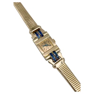 Pre-owned Van Cleef & Arpels Art Deco  18 Karat Gold Sapphire Lady Wrist Watch In Blue