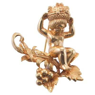 Pre-owned Van Cleef & Arpels Bacchus Wine God Gold Brooch Pin In Multi