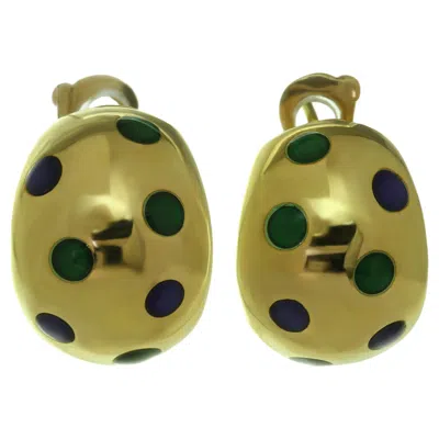 Pre-owned Van Cleef & Arpels Blue & Green Enamel Yellow Gold Earrings