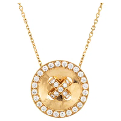 Pre-owned Van Cleef & Arpels Button Necklace Boutonniere Diamond Estate 18k Yellow Gold