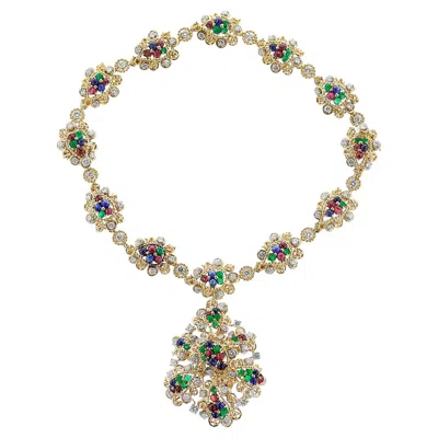 Pre-owned Van Cleef & Arpels By Andre Vassort Ruby, Emerald, Sapphire And Diamond Necklace In Blue