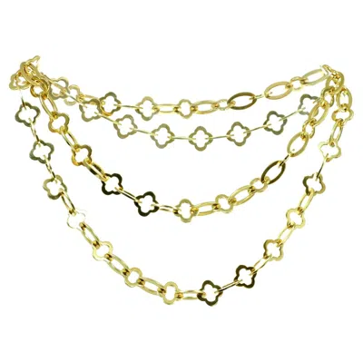 Pre-owned Van Cleef & Arpels Byzantine Alhambra 18k Yellow Gold Long Chain Necklace