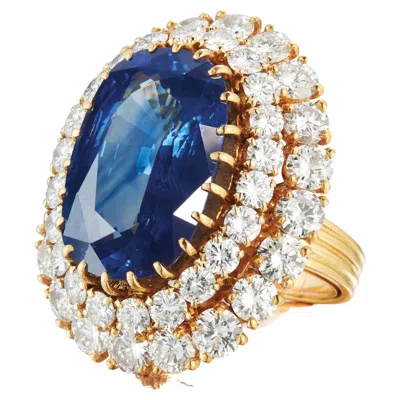Pre-owned Van Cleef & Arpels Certified Sapphire & Diamond Ring In Blue