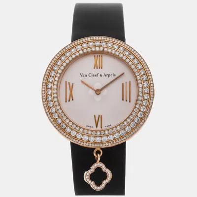 Pre-owned Van Cleef & Arpels Charms Arm93600 Cream Rose Gold Diamond Quartz Men's Watches 38mm