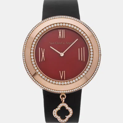 Pre-owned Van Cleef & Arpels Charms Aro44j00 Red 18k Rose Gold Diamond Quartz Men's Watches 38mm