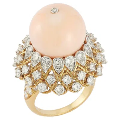 Pre-owned Van Cleef & Arpels Coral And Diamond Ring In Red