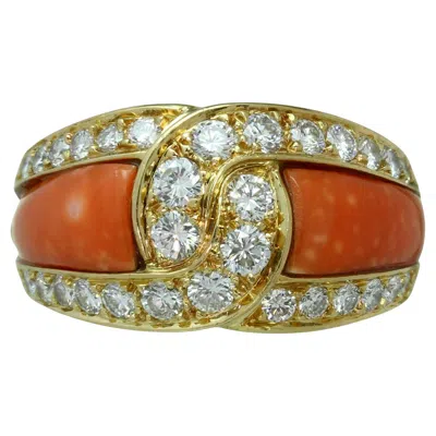 Pre-owned Van Cleef & Arpels Coral Diamond Yellow Gold Ring