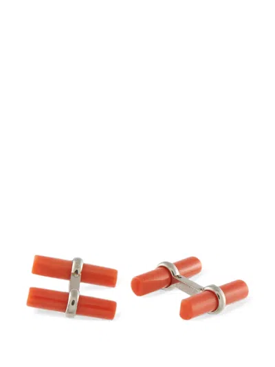 Pre-owned Van Cleef & Arpels Coral-bar Cufflinks In Silver