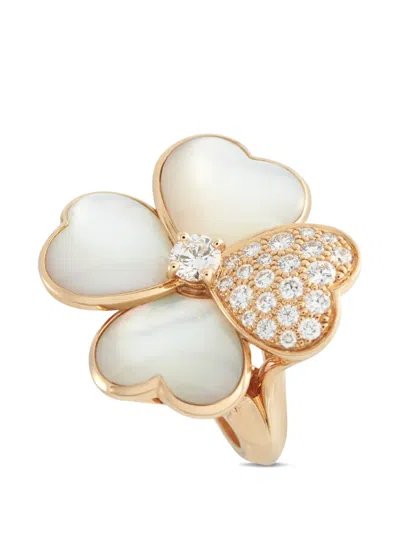 Pre-owned Van Cleef & Arpels Cosmos Diamond And Mother Of Pearl Ring In Pink
