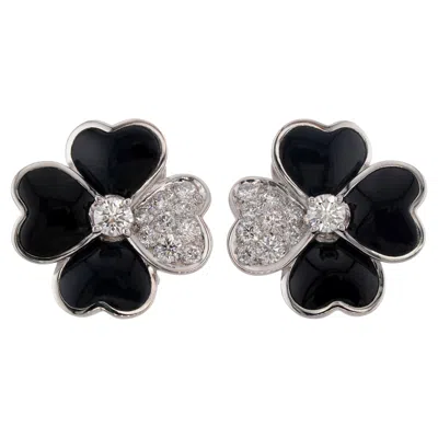 Pre-owned Van Cleef & Arpels Cosmos Diamond Black Onyx White Gold Earrings