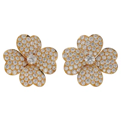 Pre-owned Van Cleef & Arpels Cosmos Diamond Yellow Gold Large Earrings