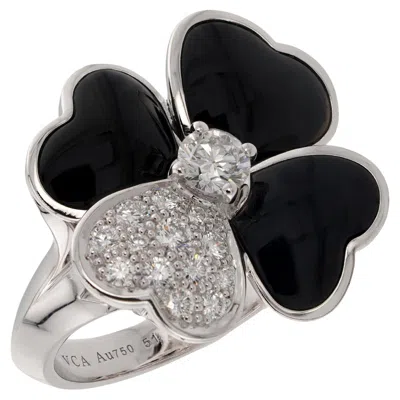 Pre-owned Van Cleef & Arpels Cosmos Onyx Diamond Medium Model Ring. Sz 51 In Black