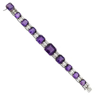 Pre-owned Van Cleef & Arpels Van Cleef And Arpels Diamond And Amethyst Bracelet Platinum. In Purple