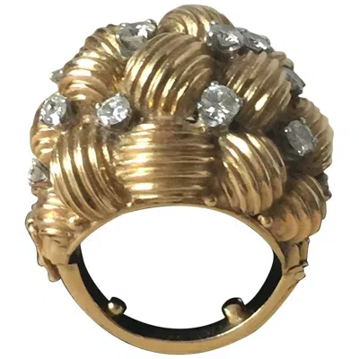 Pre-owned Van Cleef & Arpels Diamond And Gold Cocktail Ring In Brown