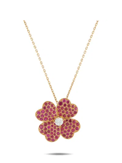 Pre-owned Van Cleef & Arpels Diamond And Ruby Necklace In Gold