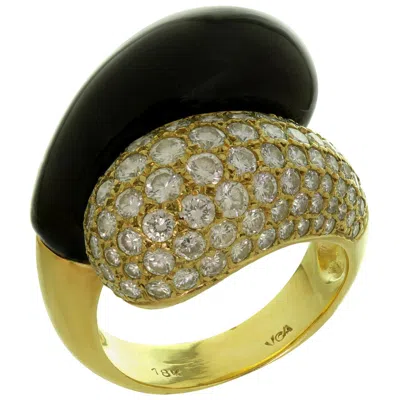 Pre-owned Van Cleef & Arpels Diamond Black Onyx Yellow Gold Ring