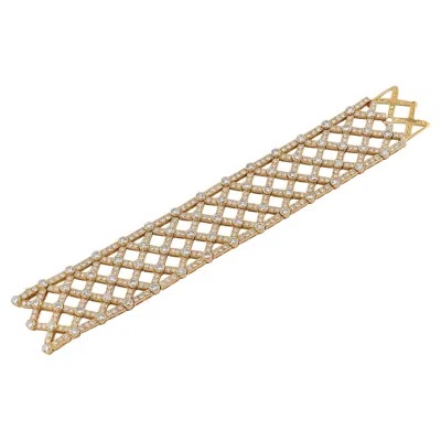 Pre-owned Van Cleef & Arpels Diamond Bracelet In 18k Yellow Gold � Signed Estate Jewelry