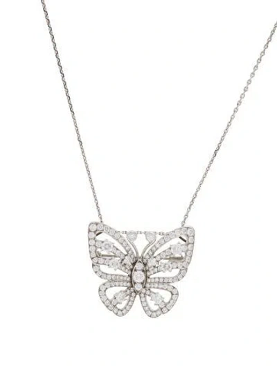 Pre-owned Van Cleef & Arpels Diamond Butterfly Convertible Brooch Pendant Necklace In Multi
