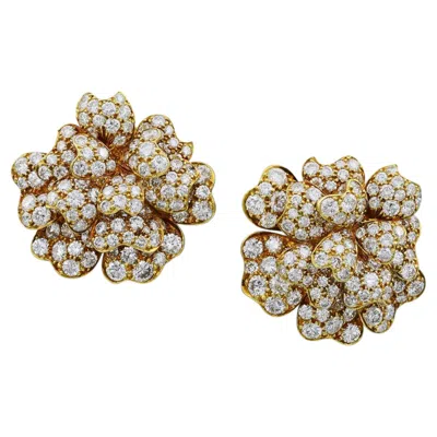 Pre-owned Van Cleef & Arpels Diamond Camellia Gold Earrings In Multiple