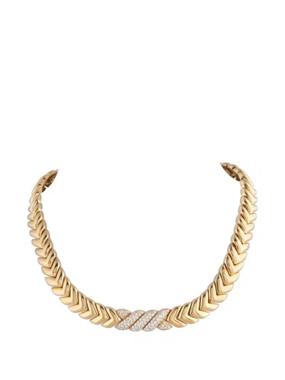 Pre-owned Van Cleef & Arpels Diamond Chevron Necklace In Gold