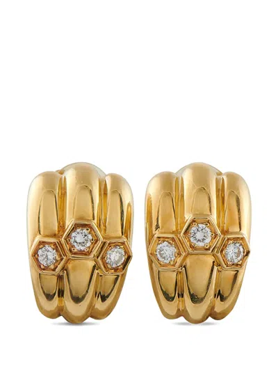 Pre-owned Van Cleef & Arpels Diamond Clip-on Earrings In Gold