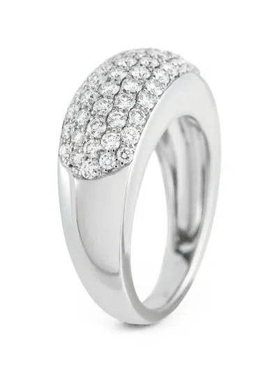 Pre-owned Van Cleef & Arpels Diamond Domed Ring In Silver