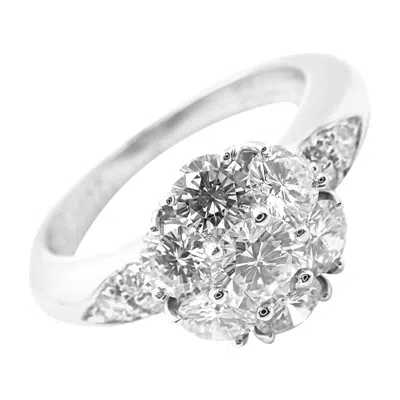 Pre-owned Van Cleef & Arpels Diamond Fleurette Flower Platinum Ring In Multi