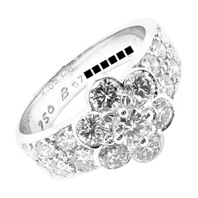 Pre-owned Van Cleef & Arpels Diamond Fleurette Flower White Gold Ring