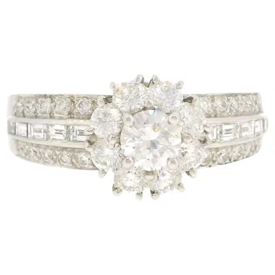 Pre-owned Van Cleef & Arpels Diamond Floral Cluster Ring 18k White Gold