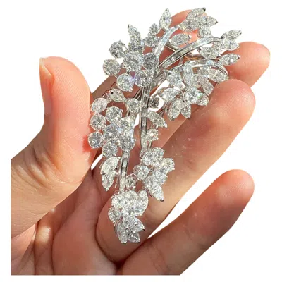 Pre-owned Van Cleef & Arpels Diamond Floral Spray Brooch In Platinum, France, 1970s In Multi