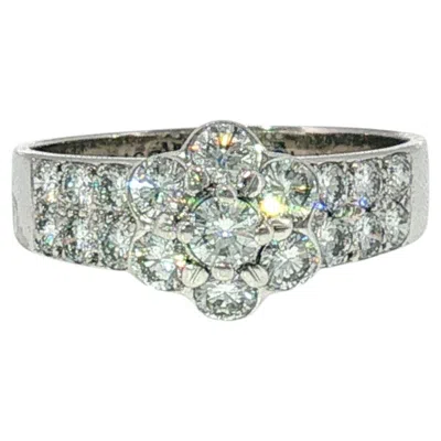 Pre-owned Van Cleef & Arpels Diamond Flower Cluster Ring 18k White Gold