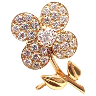 Pre-owned Van Cleef & Arpels Diamond Flower Yellow Gold Pin Brooch