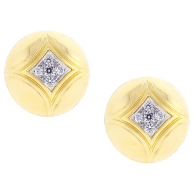 Pre-owned Van Cleef & Arpels Diamond Gold Dome Earrings In Multi