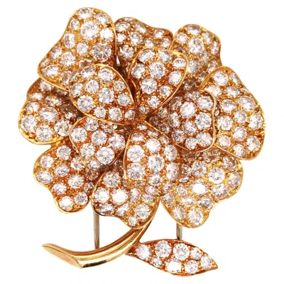 Pre-owned Van Cleef & Arpels , Diamond Gold Flower Brooch In Multi
