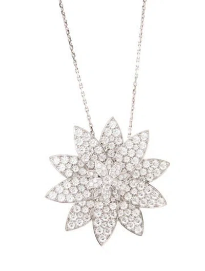Pre-owned Van Cleef & Arpels Diamond Lotus Clip Pendant, Large Model In Multi