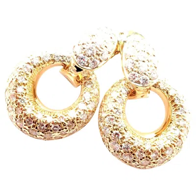 Pre-owned Van Cleef & Arpels Diamond Mother Of Pearl Door Knocker Yellow Gold Earrings