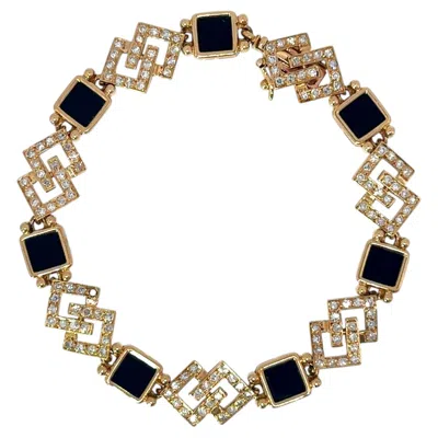 Pre-owned Van Cleef & Arpels Diamond Onyx Bracelet 18k Yellow Gold French