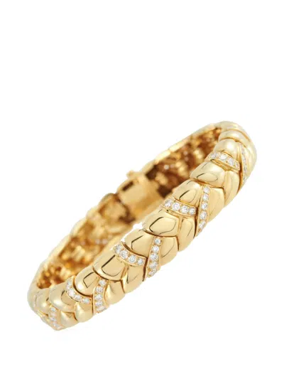 Pre-owned Van Cleef & Arpels Diamond Plaited Bracelet In Gold