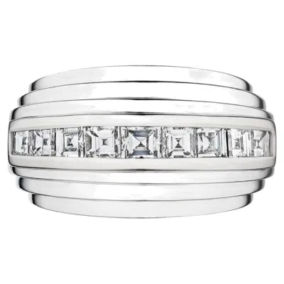 Pre-owned Van Cleef & Arpels Diamond Platinum Mid-century Dome Band Ring In Multiple
