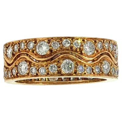 Pre-owned Van Cleef & Arpels Diamond Ring Wave Eternity Band French 18k Yellow Gold