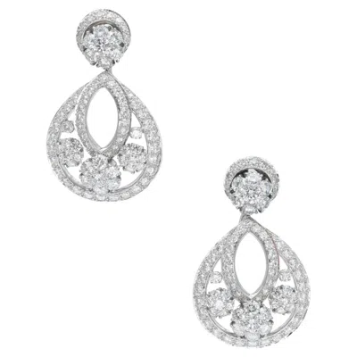 Pre-owned Van Cleef & Arpels Diamond Snowflake Ear-clips In Multi