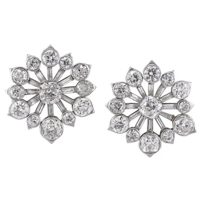 Pre-owned Van Cleef & Arpels Diamond Starburst Earrings, 1940s � Platinum In Multiple