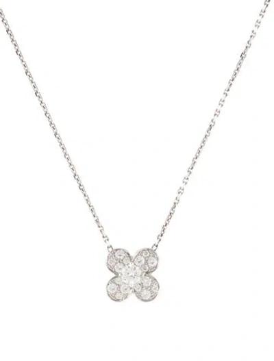 Pre-owned Van Cleef & Arpels Diamond Trefle Pendant Necklace, 16.5" In Multi