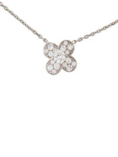 Pre-owned Van Cleef & Arpels Diamond Trefle Pendant Necklace, 16.5" In Multi