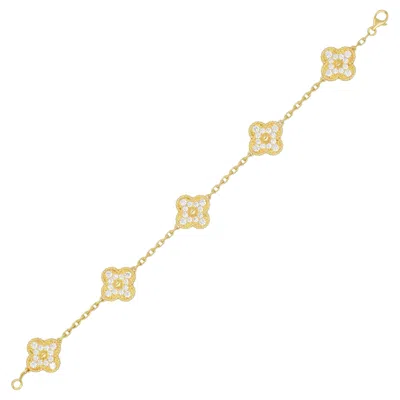 Pre-owned Van Cleef & Arpels Diamond Vintage Alhambra Bracelet In 18k Yellow Gold. T
